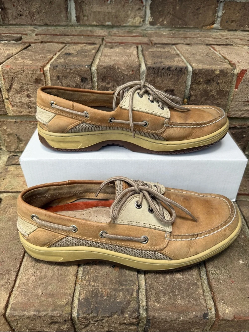 Sperry Top Slider Tan Leather Boat Shoes Men’s Size 10M